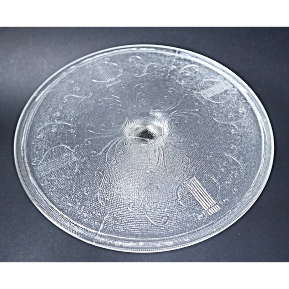 Vintage Cake Plate Harp Pattern Jennette Glass Company 1960's - Picture 2 of 5